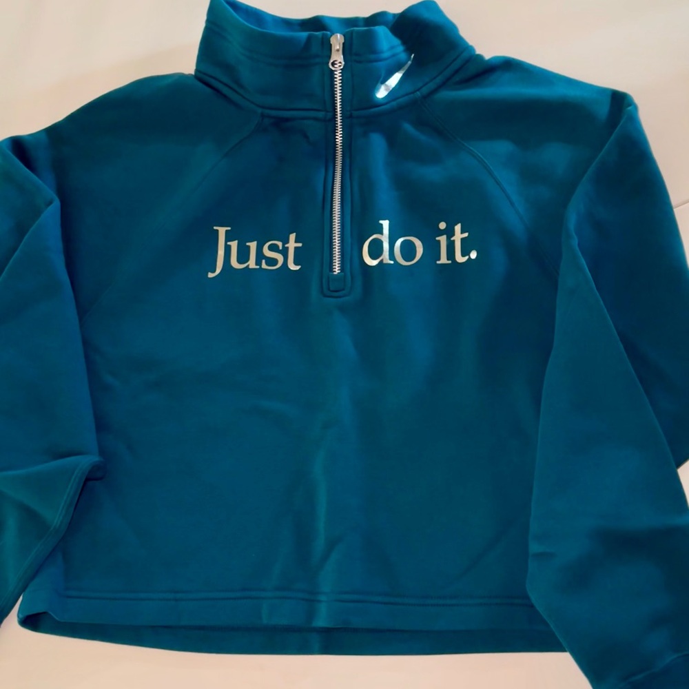 Nike JUST DO IT Teal Half-Zip Pullover MEDIUM